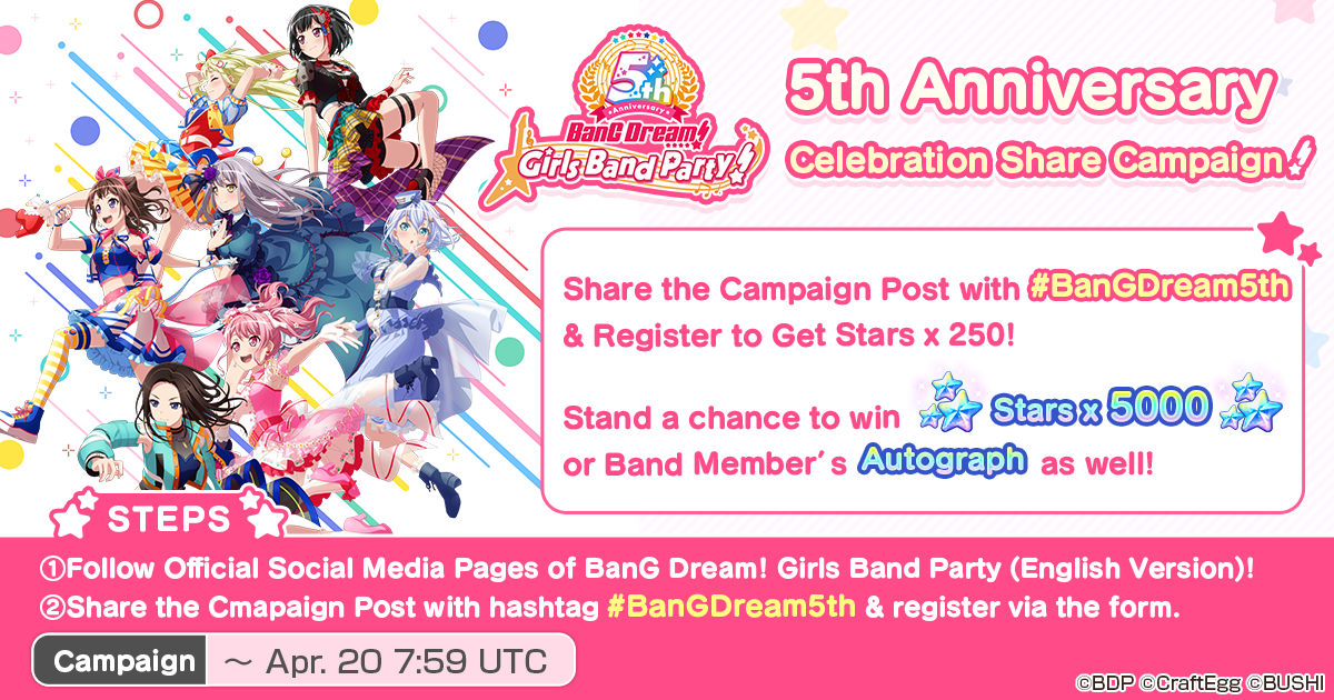 Bang Dream! Girls Band Party! Announces 5th Anniversary Events & Collab  with Eve - QooApp News